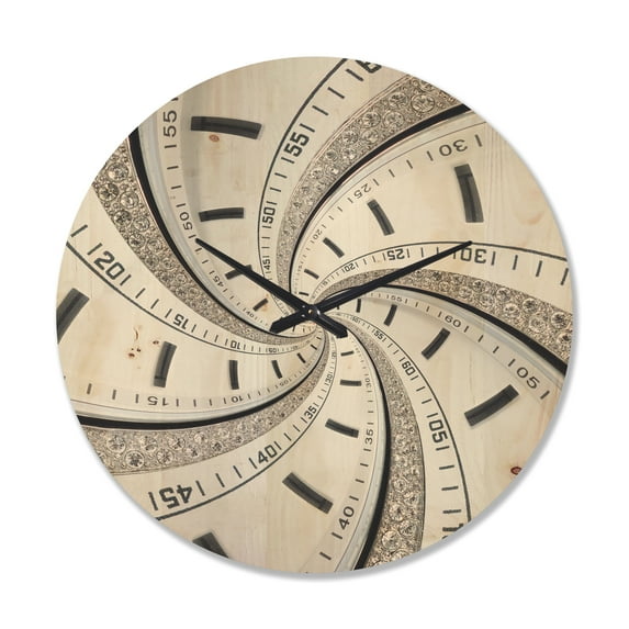 Designart 'Swirled Monochrome Time Vortex' Modern Wood Wall Clock