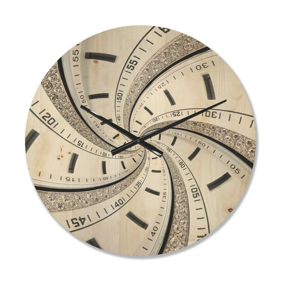 Designart 'Swirled Monochrome Time Vortex' Modern Wood Wall Clock