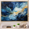 thumbnail image 1 of Designart "Swirling Blue Gold Cyclone" Storms Floater Framed Canvas Art Print, 1 of 5