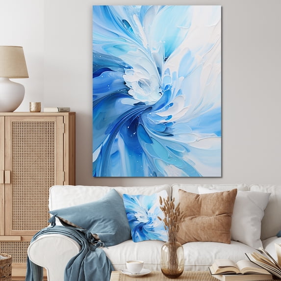 Designart "Swirling Blue Wave Spiral" Abstract Spirals Canvas Art Print