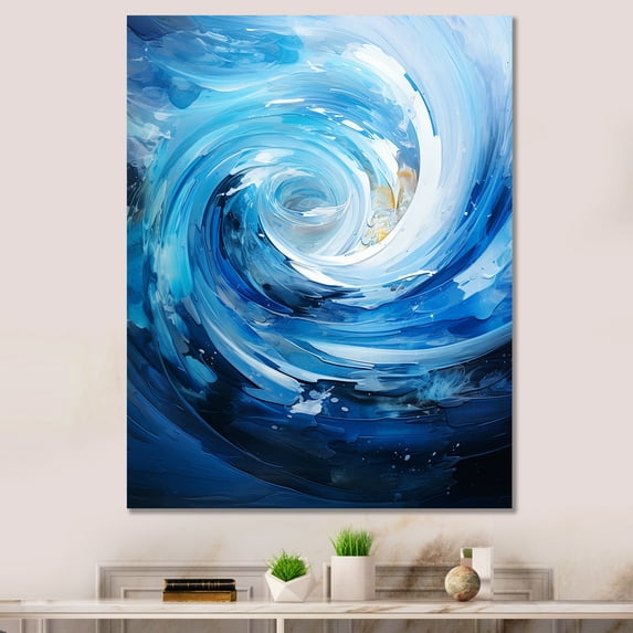 Designart "Swirling Blue Wave Spiral II" Abstract Spirals Wall Art Living Room