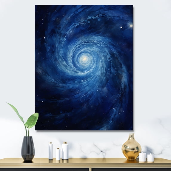 Designart "Swirling Blue Wave Spiral IV" Abstract Spirals Canvas Prints