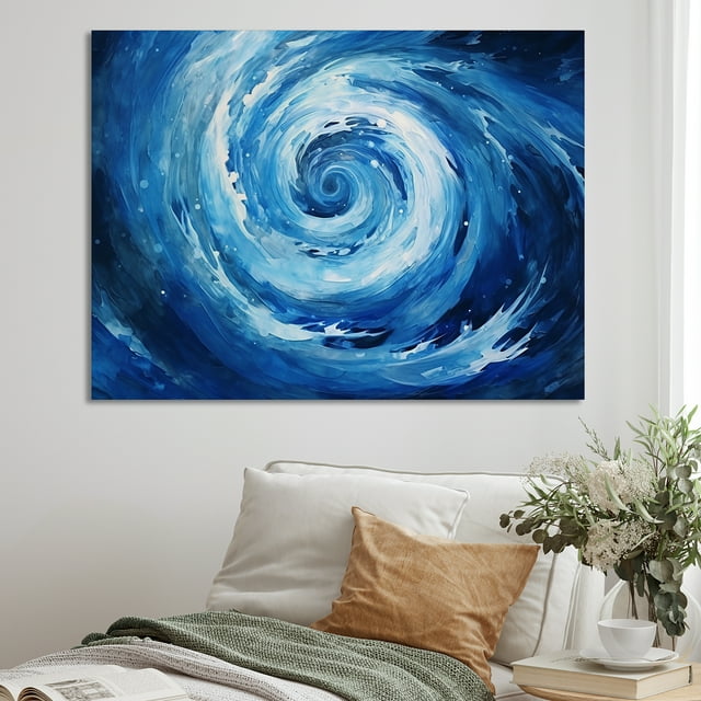 Designart "Swirling Blue Wave Spiral VI" Abstract Spirals Canvas Art Print