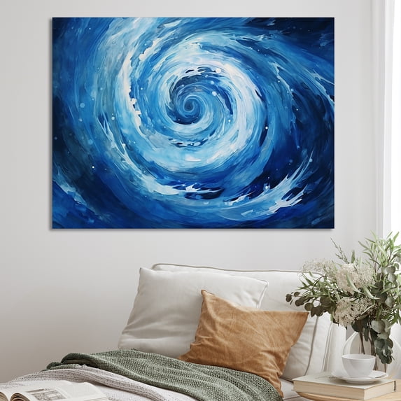 Designart "Swirling Blue Wave Spiral VI" Abstract Spirals Canvas Art Print