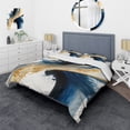 thumbnail image 1 of Designart "Swirling Blue and Gold Abstraction I" Modern Bedding Covert Set - Abstract Spirals Blue Abstract Bed Set With 2 Shams, 1 of 6