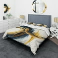 thumbnail image 1 of Designart "Swirling Blue and Gold Abstraction III" Modern Bedding Covert Set - Abstract Spirals Blue Abstract Bed Set With 1 Sham, 1 of 6