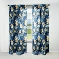 thumbnail image 1 of Designart "Swirling Scrollwork In Cobalt Blue" Floral Room Darkening Curtain Single Panel, 1 of 6