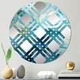 thumbnail image 1 of Designart "Swirling Serenity in Aqua Blue and White IV" Abstract Spirals Plaid Round Wall Mirror - Abstract Oval Printed Decorative Mirror - Multiple Color Options, 1 of 5