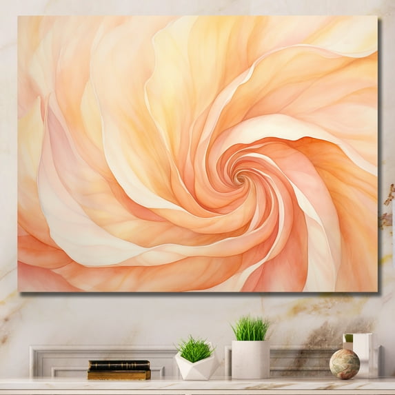 Designart "Swirling Sunkissed Peach Spiral" Abstract Spirals Wall Art Living Room