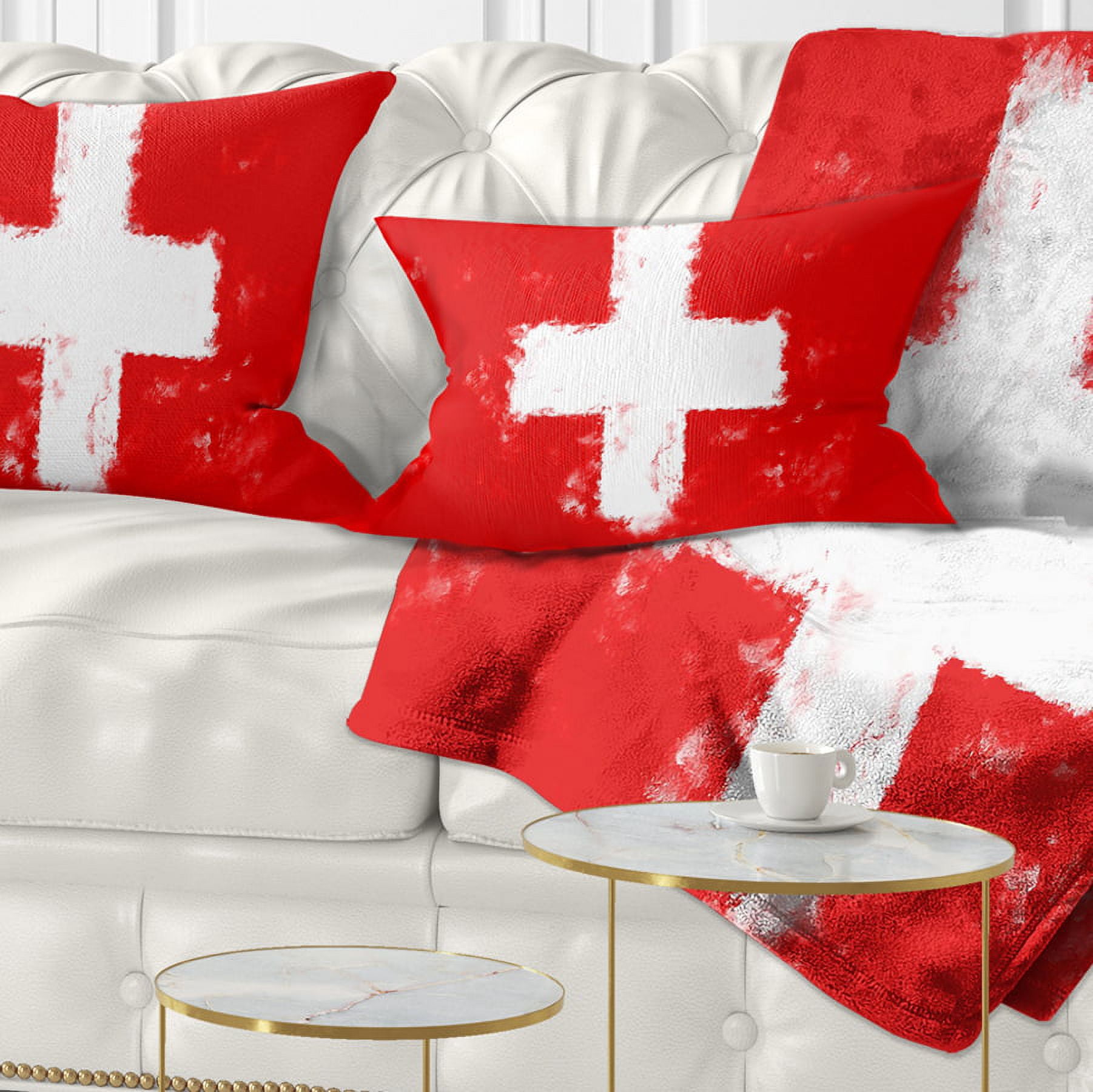 Designart Switzerland Flag Illustration - Flag Painting Throw Pillow - 12x20