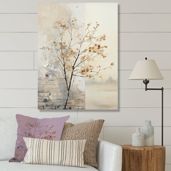 Designart "Sycamore In Minimalist Landscape" Tree Sycamore Canvas Prints