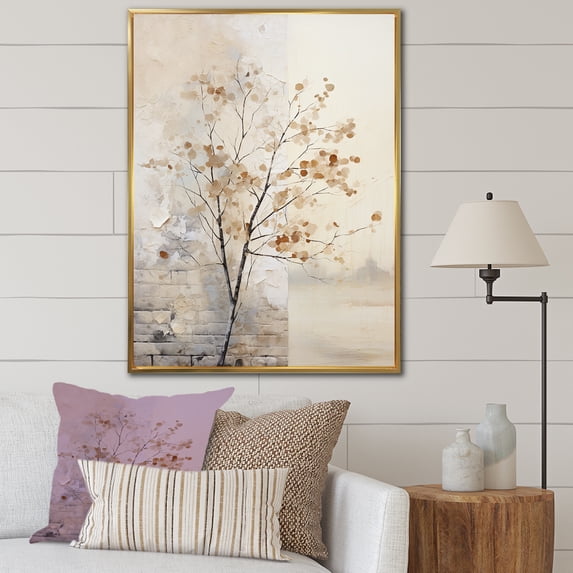 Designart "Sycamore In Minimalist Landscape" Tree Sycamore Floater Framed Canvas Prints