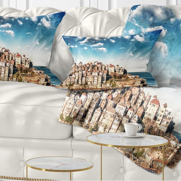 Designart Sydney Bondi Beach Panorama - Landscape Printed Throw Pillow - 12x20