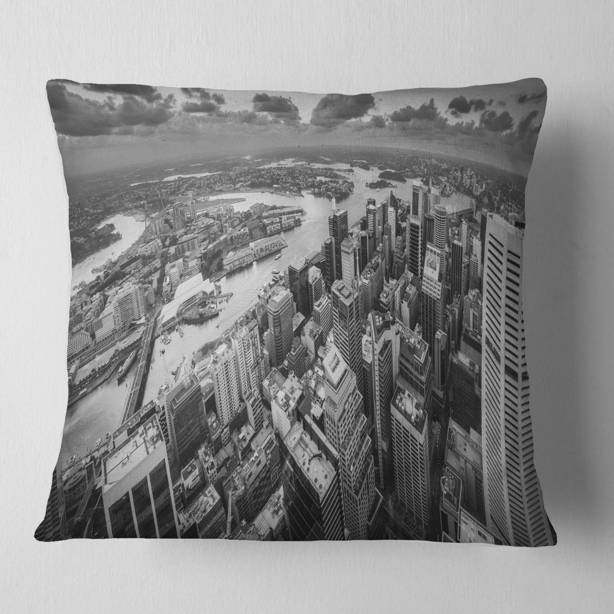 Designart Sydney City Skyscrapers Panorama - Cityscape Throw Pillow - 18x18