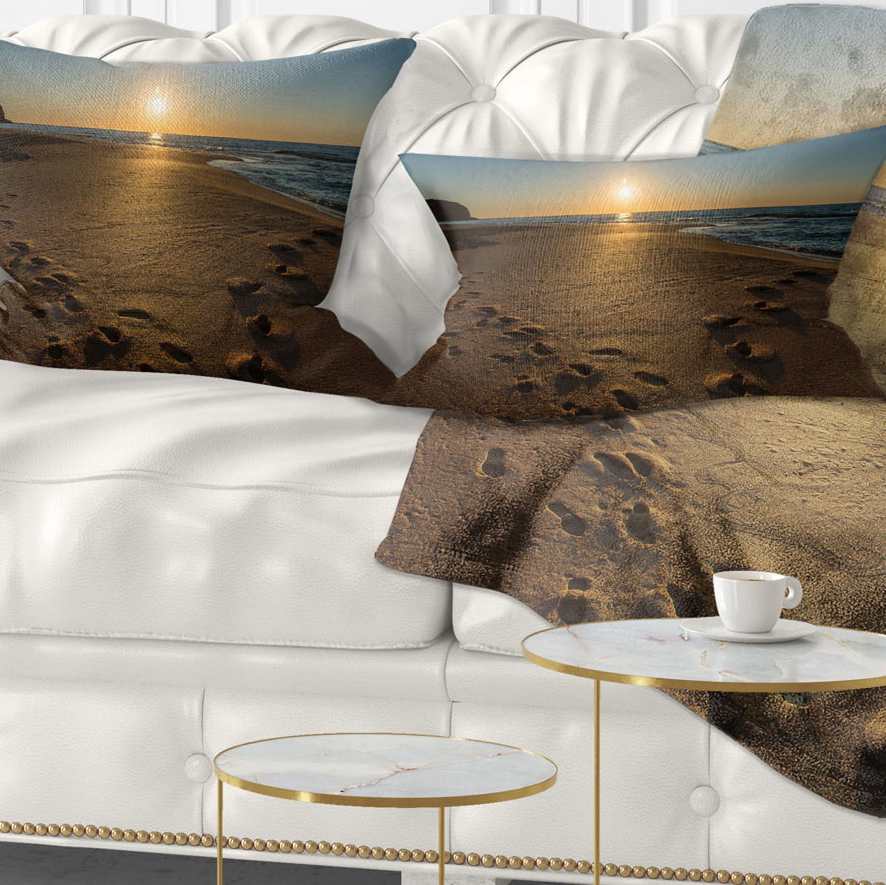 Designart Sydney Seashore at Sunrise - Seascape Throw Pillow - 12x20