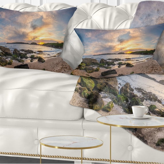 Designart Sydney Seashore during Sunset - Seascape Throw Pillow - 12x20