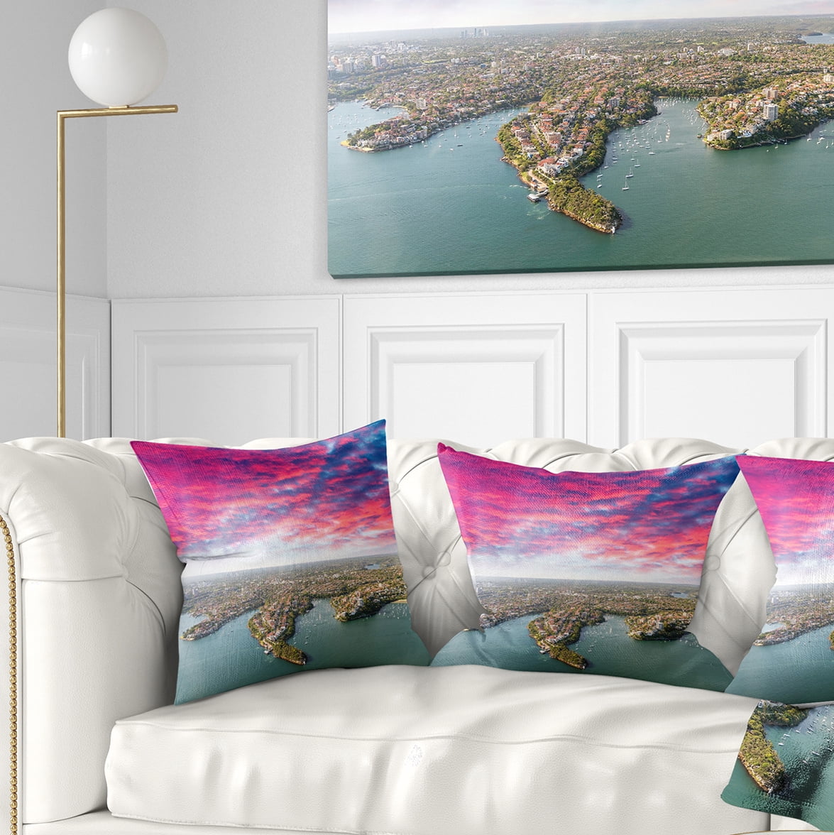 Designart Sydney Under Red Cloud - Cityscape Photo Throw Pillow - 16x16