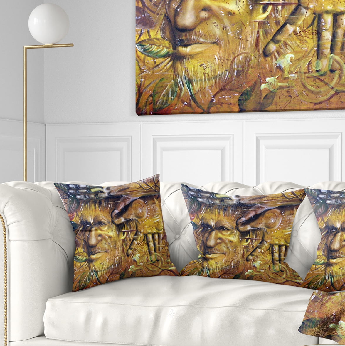 Designart Sylvan - Abstract Portrait Throw Pillow - 16x16