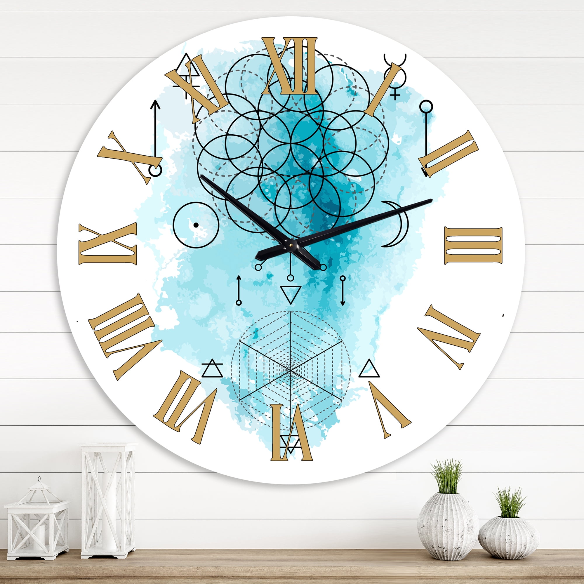 Designart 'Symbol Of Alchemy And Sacred Geometry I' Bohemian & Eclectic Wall Clock