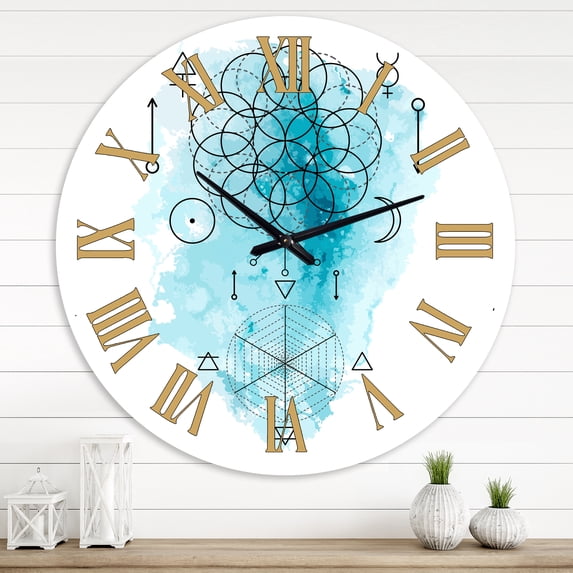 Designart 'Symbol Of Alchemy And Sacred Geometry I' Bohemian & Eclectic Wall Clock