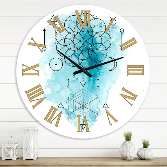 Designart 'Symbol Of Alchemy And Sacred Geometry I' Bohemian & Eclectic Wall Clock