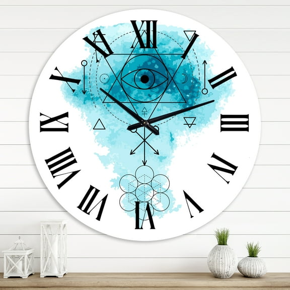 Designart 'Symbol Of Alchemy And Sacred Geometry Ii' Bohemian & Eclectic Wall Clock
