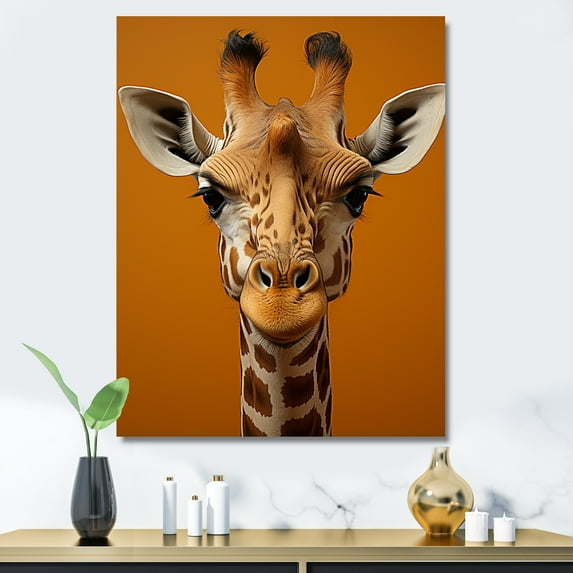 Designart "Symbolic Brown Giraffe In Modern Art I" Animals Giraffe Canvas Prints