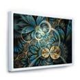 thumbnail image 1 of Designart ' Symmetrical Blue Gold Fractal Flower ' Abstract Print On Framed Canvas, 1 of 3