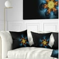 thumbnail image 1 of Designart Symmetrical Blue Orange Fractal Flower - Abstract Throw Pillow - 16x16, 1 of 5
