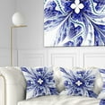 thumbnail image 1 of Designart Symmetrical Blue White Fractal Flower - Floral Throw Pillow - 18x18, 1 of 5