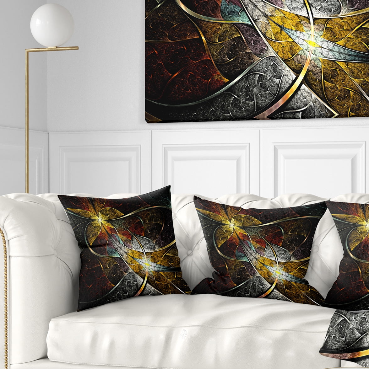 Designart Symmetrical Fractal Flower - Floral Throw Pillow - 18x18