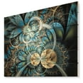 thumbnail image 1 of Designart 'Symmetrical Gold Blue Fractal Flower' Abstract Print on Natural Pine Wood, 1 of 5