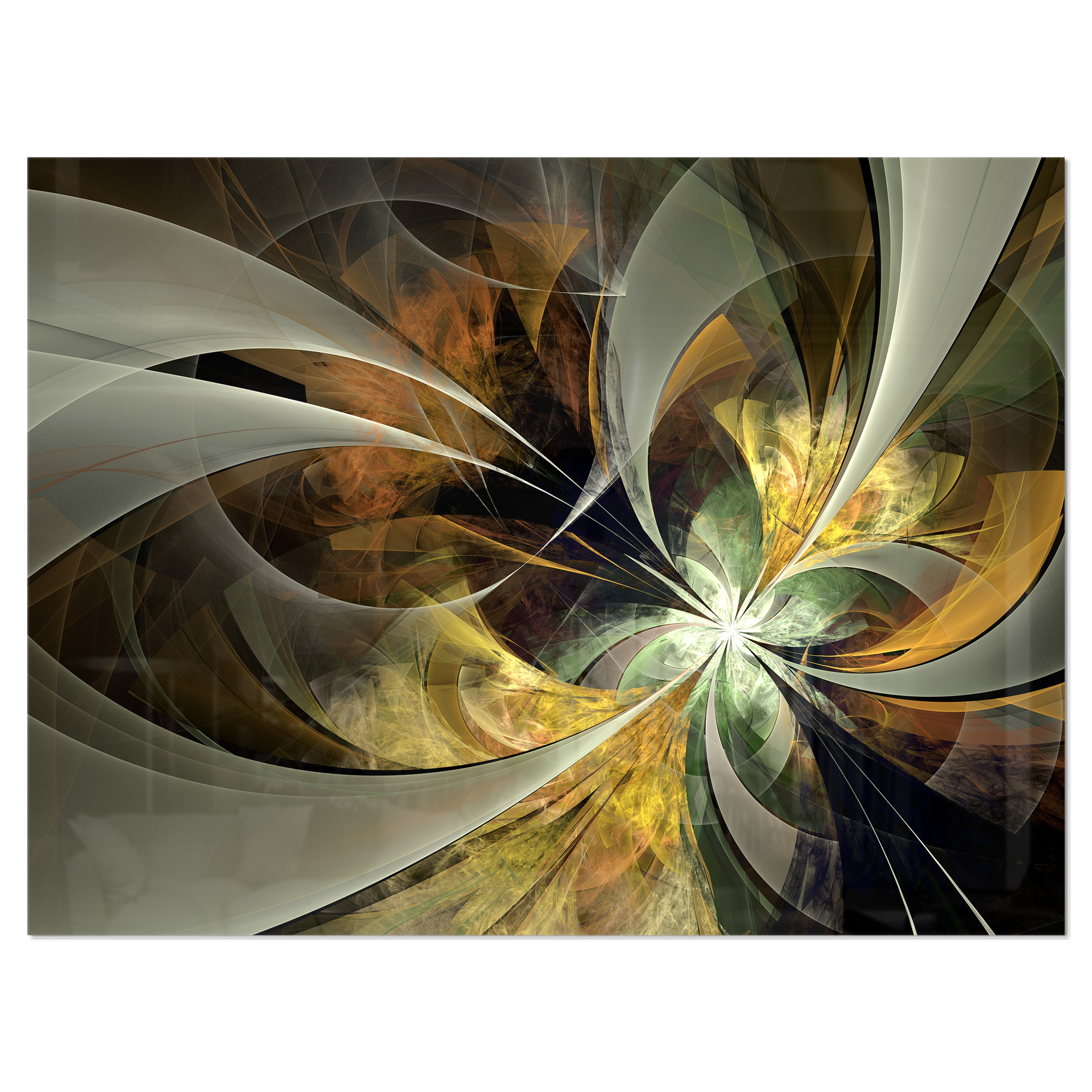 Designart 'Symmetrical Gold Fractal Flower' Metal Wall Art