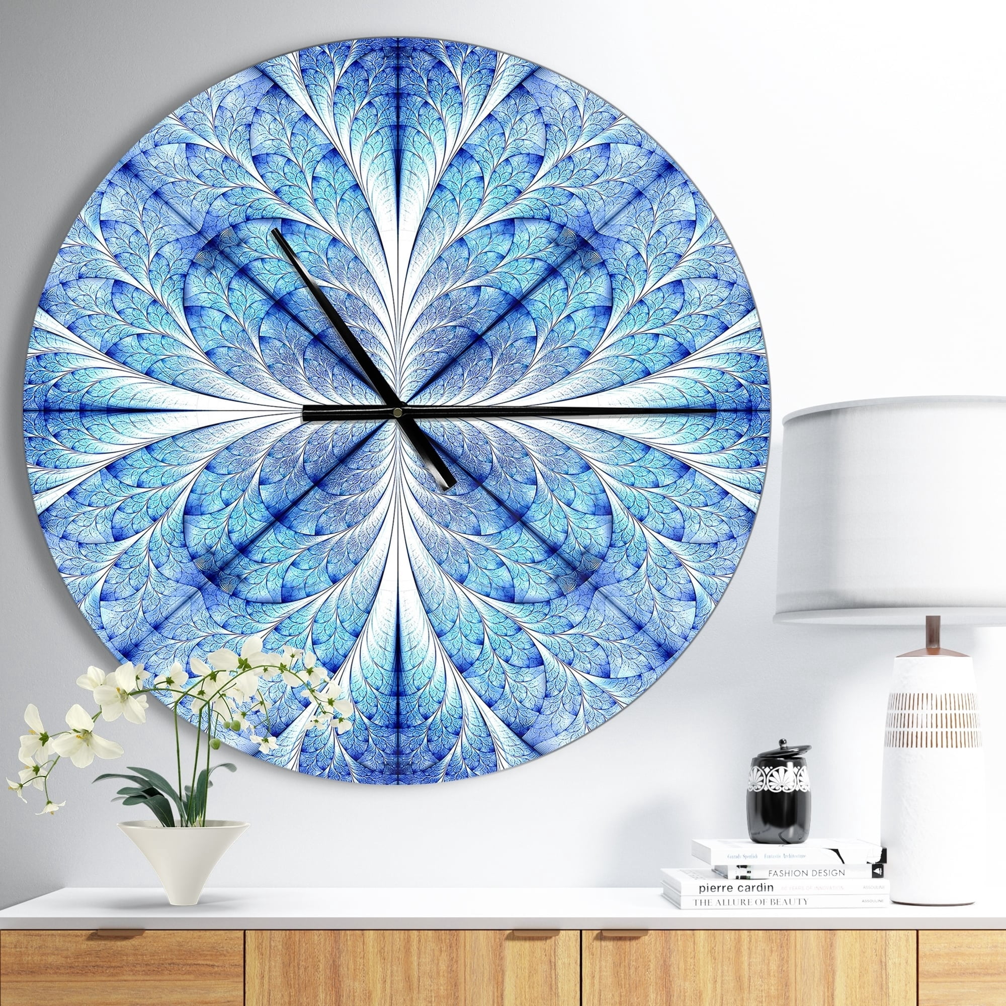 Designart 'Symmetrical Light Blue Pattern ' Modern wall clock