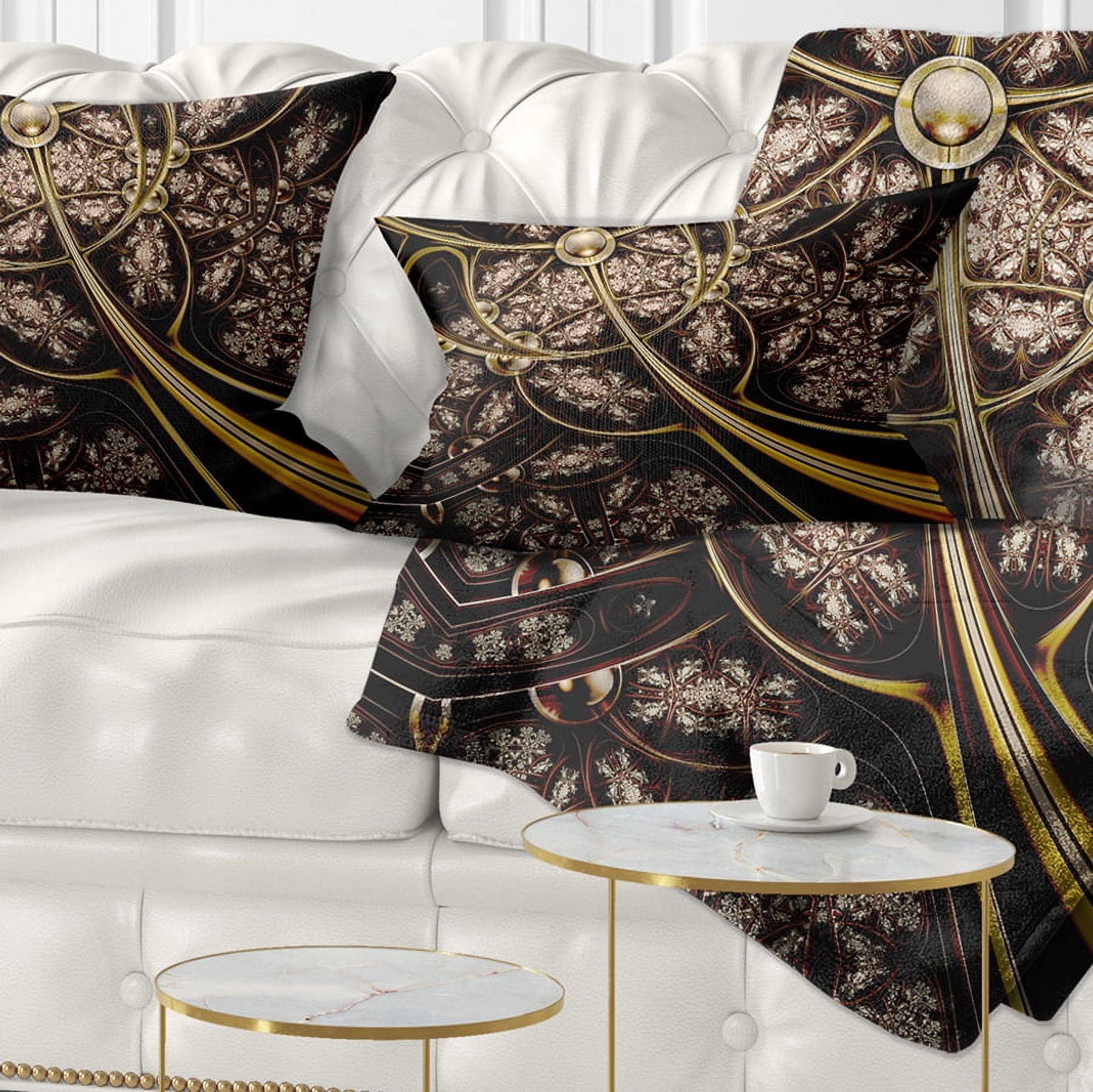 Designart Symmetrical Metallic Fabric - Abstract Throw Pillow - 12x20