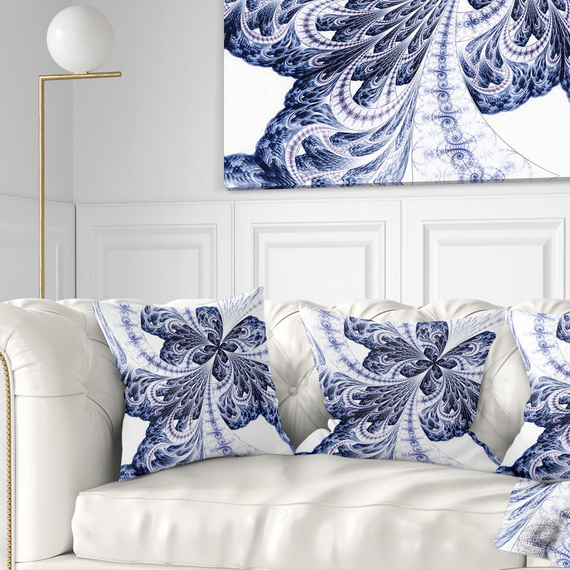 Designart Symmetrical Purple Fractal Flower - Abstract Throw Pillow - 16x16