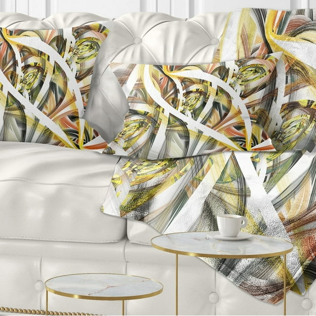 Designart Symmetrical Spiral Fractal Flowers - Contemporary Throw Pillow - 12x20