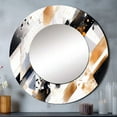 thumbnail image 1 of Designart "Symmetrical Stripes Gold Black Intrigue I" Cubism Rund Mirror For Wall Decor - Large Gold Round Printed Mirror -Modern Round Living Room Mirror - 29" x 29", 1 of 6