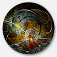 thumbnail image 1 of Designart 'Symmetrical Yellow Digital Art Flower' Disc Floral Circle Metal Wall Art, 1 of 5