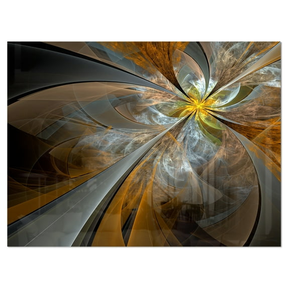 Designart 'Symmetrical Yellow Fractal Flower' Metal Wall Art