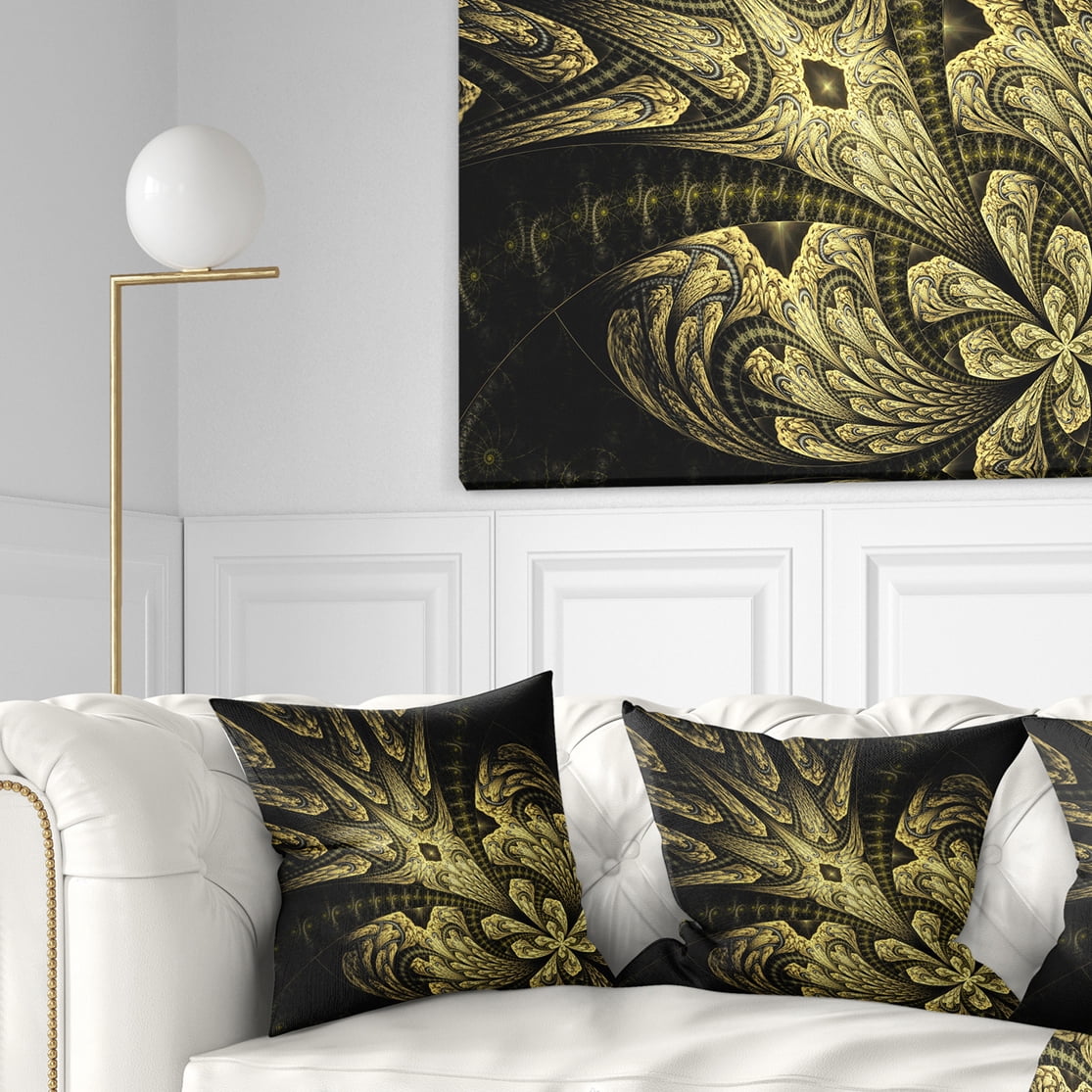 Designart Symmetrical Yellow Long Petal Flower - Floral Throw Pillow - 16x16