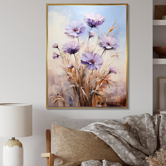 Designart "Symphonic Blue And Purple Cornflowers I" Cornflowers Floater Framed Wall Art Prints