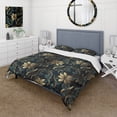 thumbnail image 1 of Designart "Symphonic Gold And Blue Damask Opulence I" Damask Bedding Covert Set - Bohemian & Eclectic Bed Set With 1 Sham, 1 of 5