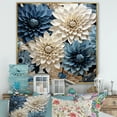 thumbnail image 1 of Designart "Symphonic Harmony Of White And Blue Dahlias" Dahlia Floater Framed Canvas Wall Art, 1 of 5
