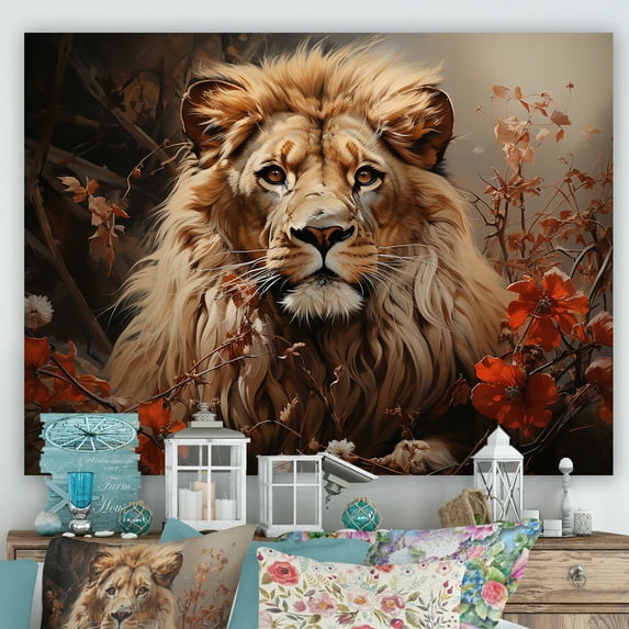 Designart "Symphony Of The Wilderness Lion" Animals Lion Wall Decor