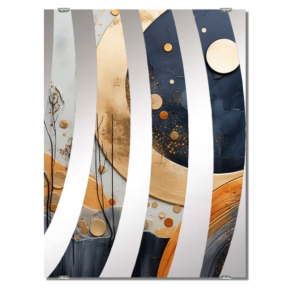 Designart "Symphony of Yellow and Black Landscape IV" Abstract Landscapes Oversized Wall Mirror - Modern Landscapes Hallway Decorative Wall Mirrors - Multiple Color Options