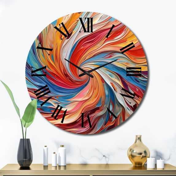 Designart "Symphony of Spirals IV" Abstract Spirals Oversized Wall Clock
