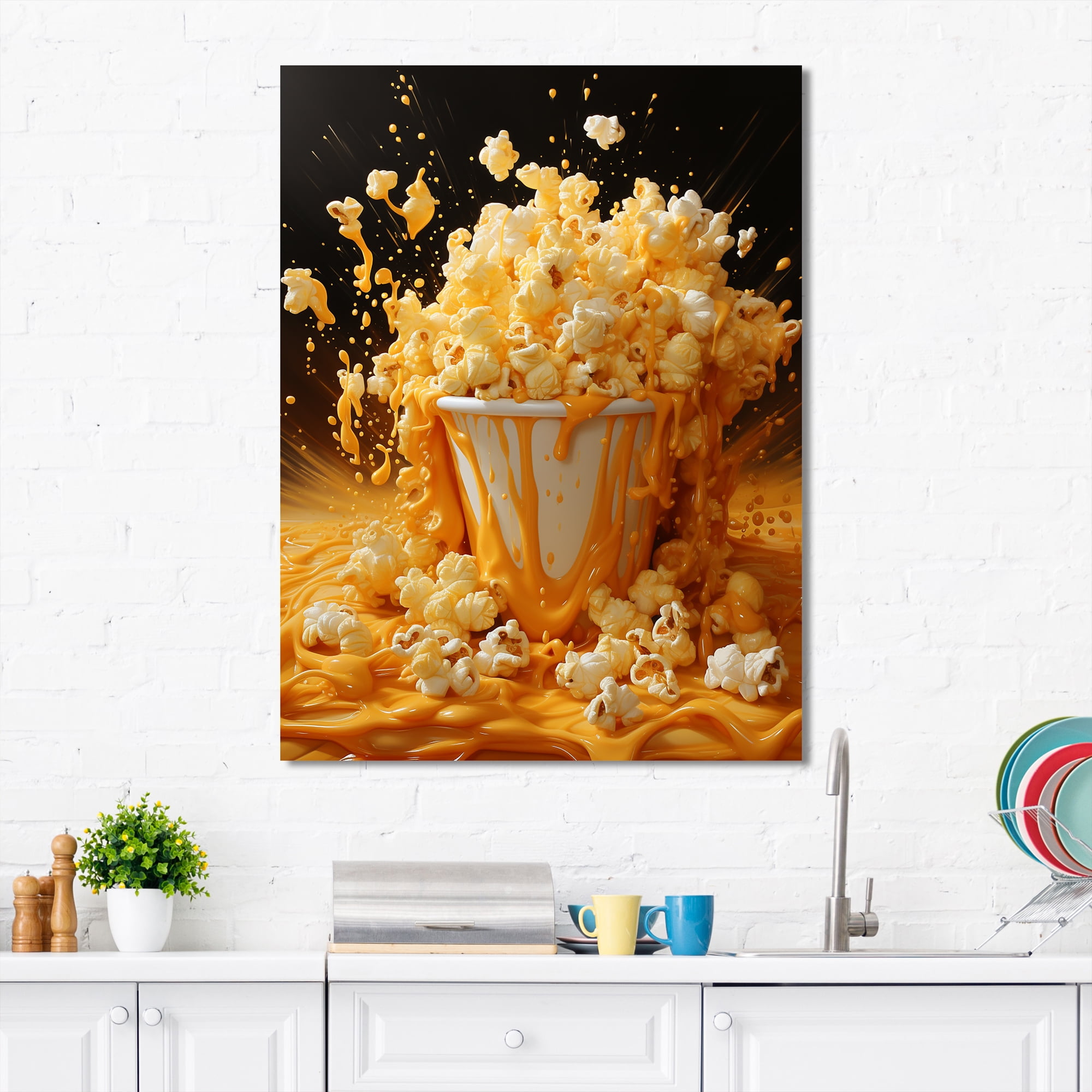 Designart "Symphony of Yellow Buttered Popcorn" Food & Beverage Canvas
