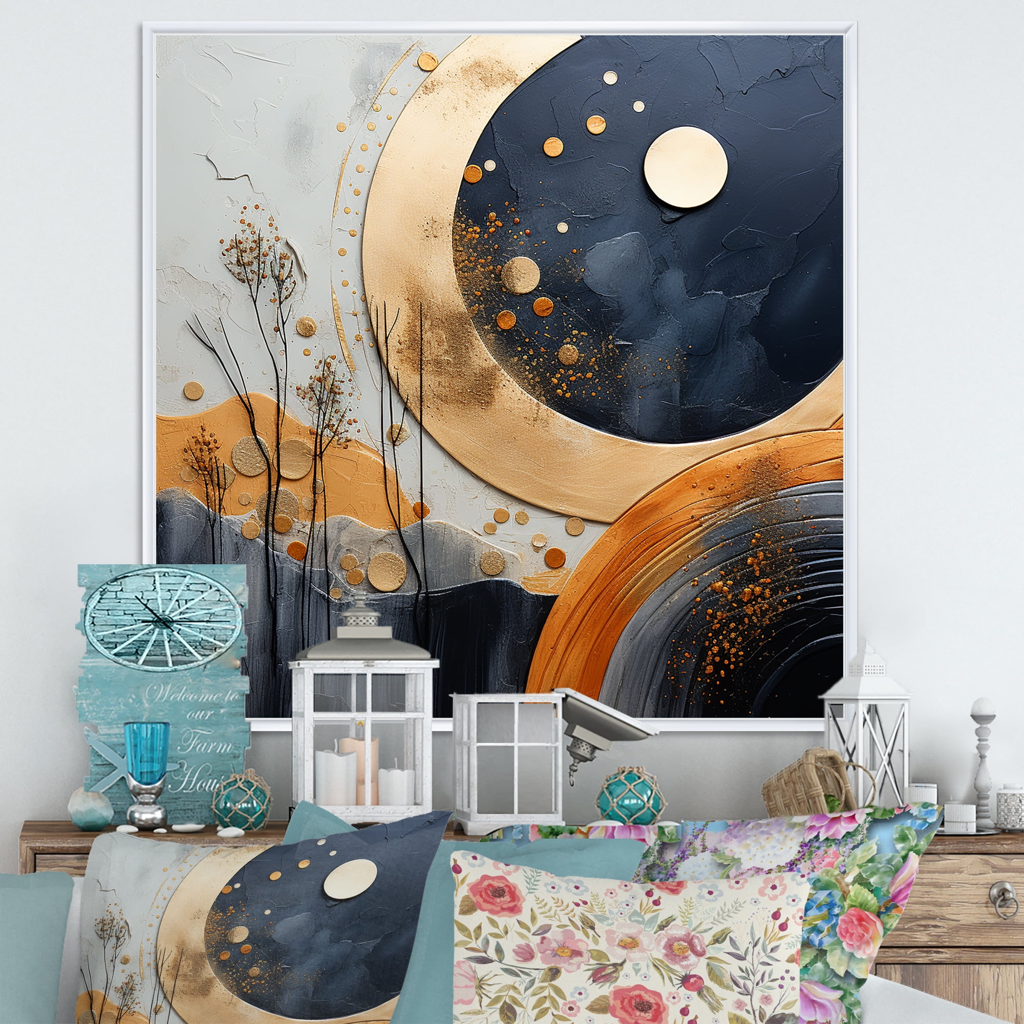 Designart "Symphony of Yellow and Black Landscape IV" Landscapes Framed