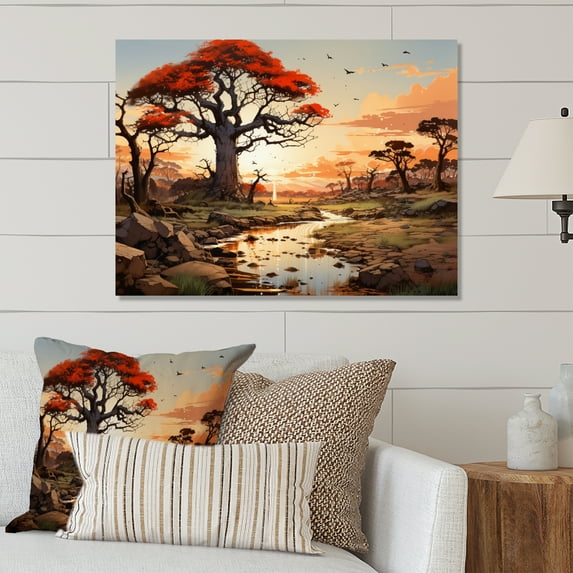 Designart "Tales Baobab in Africa II" African Metal Art Living Room